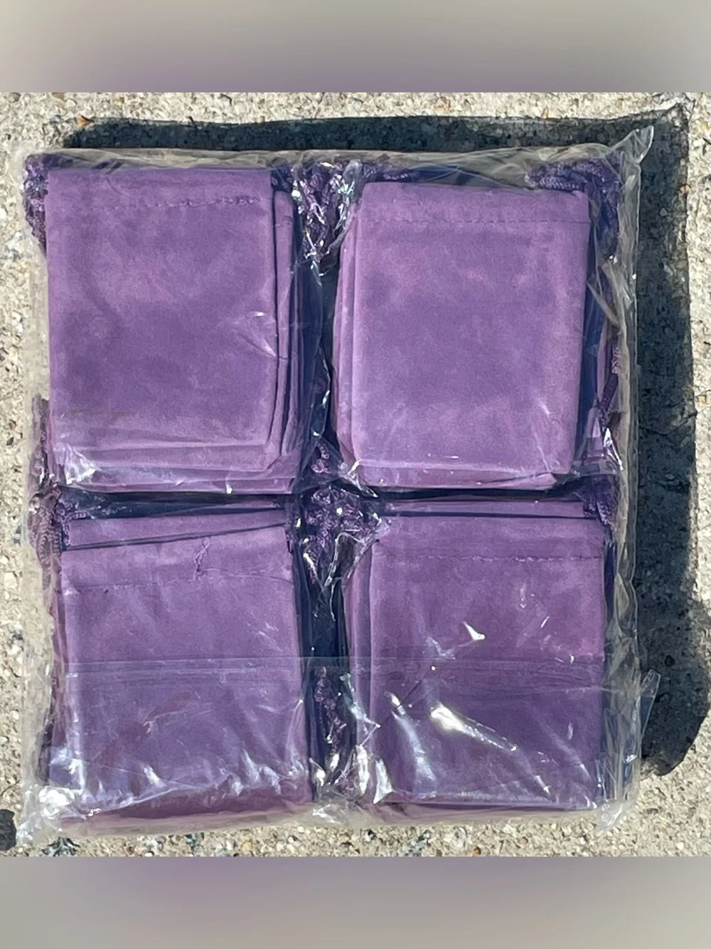 100 Pack Purple Velvet Drawstring Pouches - 3 x 4